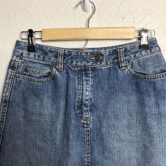 TALBOTS Petites 100% Cotton Med Wash Denim Pencil Skirt 5 Pocket Zip Front Sz 4 - Picture 3 of 11